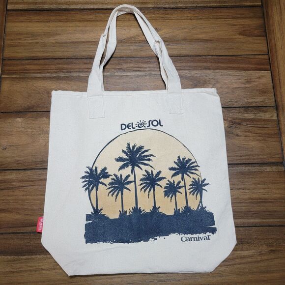 Del Sol Carnival Cruise Lines Canvas Tote / Bag Palm Tree Scene - Picture 1 of 8